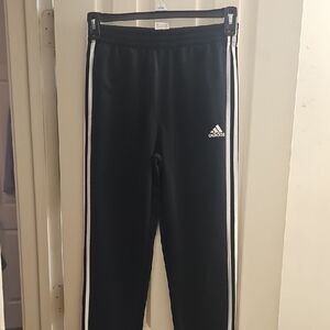 Adidas Kids Black Joggers with White Stripes